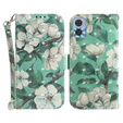 Klopové pouzdro pro Motorola Moto E22 / E22i, Wallet, flowers, bílé