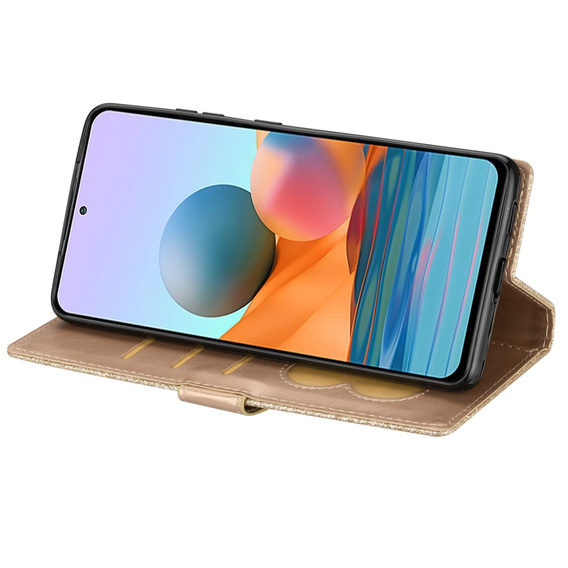 Klopové pouzdro pro Samsung Galaxy A56 5G, Wallet Zipper Pocket Glittery, zlaté