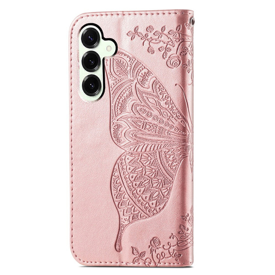 Klopové pouzdro pro Samsung Galaxy S25 FE, Butterfly, růžové rose gold