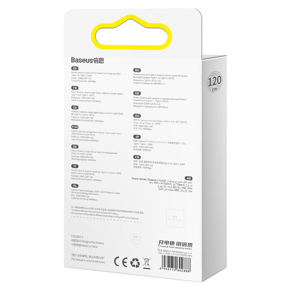 Baseus Crystal Shine kabel USB-C – USB-C 100 W pro zařízení s portem USB-C