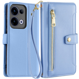 Klopové pouzdro pro Oppo Reno 13, Wallet Zipper Pocket, modré