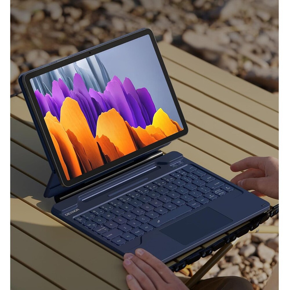 Pouzdro s klávesnicí pro Samsung Galaxy Tab S9 / S9 FE / S10 FE, Dexnor Magnetic Keyboard Touchpad, modré