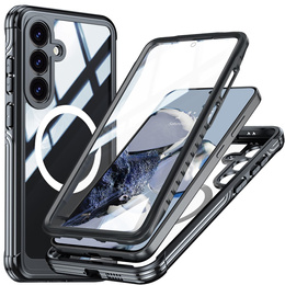 Pouzdro pro Samsung Galaxy S25 FE, Shockproof, se sklem, pro MagSafe, černé