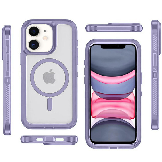 Pouzdro s rámečkem pro iPhone 11, pro MagSafe, transparentní / fialové