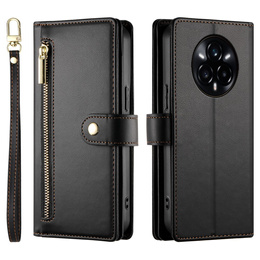 Klopové pouzdro pro Realme 14 Pro 5G, Wallet Zipper Pocket, černé