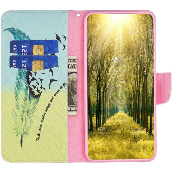 Klopové pouzdro pro Samsung Galaxy A55 5G, Wallet, Feather, modré