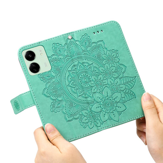 Klopové pouzdro pro Xiaomi Redmi 13C / Poco C65, Mandala Flower, zelené