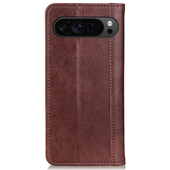 Klopové pouzdro pro Google Pixel 10 Pro XL / 9 Pro XL, s kapsou, kůže, hnědé