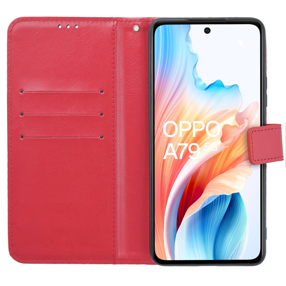 Klopové pouzdro pro Oppo A79 5G, Crazy Horse Wallet, červené