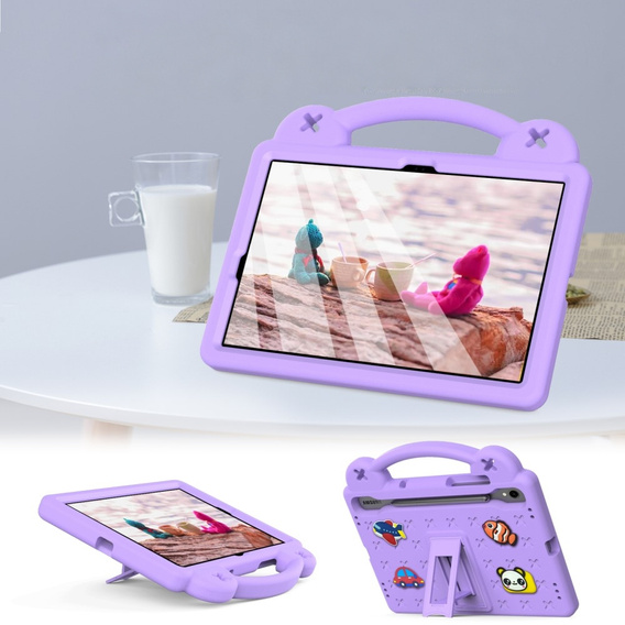 Dětské pouzdro pro Samsung Galaxy Tab S7/S8/S9, Cute Patterns, se stojánkem, fialové