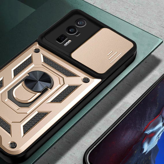 Pouzdro pro Xiaomi Poco F5 Pro, CamShield Slide, zlaté