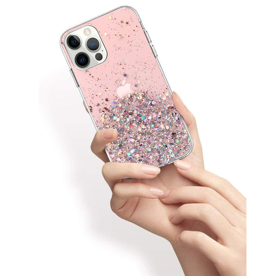 Pouzdro pro iPhone 13 Pro Max, Glittery, růžové