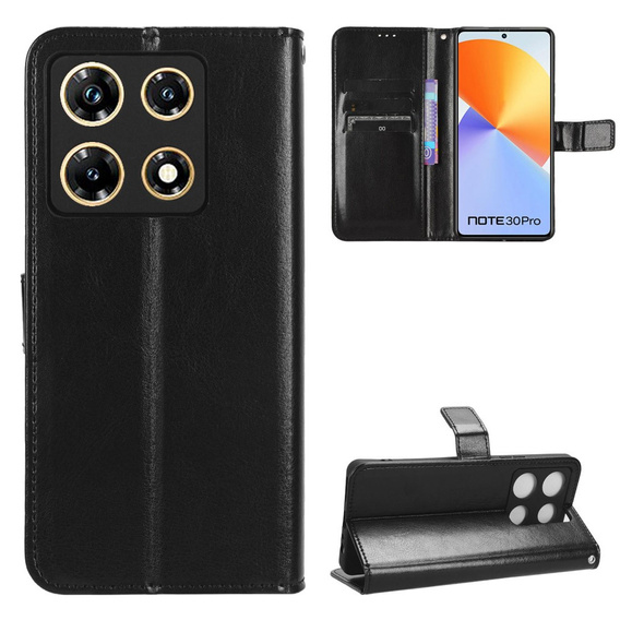 Klopové pouzdro pro Infinix Note 30 Pro 4G, Crazy Horse Wallet, černé
