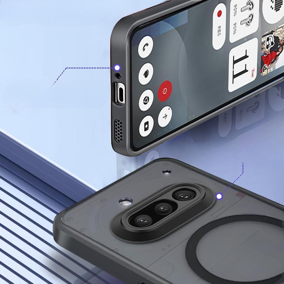 Pouzdro pro Nothing Phone 3A, pro MagSafe, ERBORD Matt Case, černý