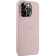 Pouzdro GUESS pro iPhone 14 Pro, Saffiano MagSafe, růžové