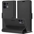 Pouzdro pro Oppo Reno 13 Pro, ERBORD Glossy Litchi, flipová peněženka, černé