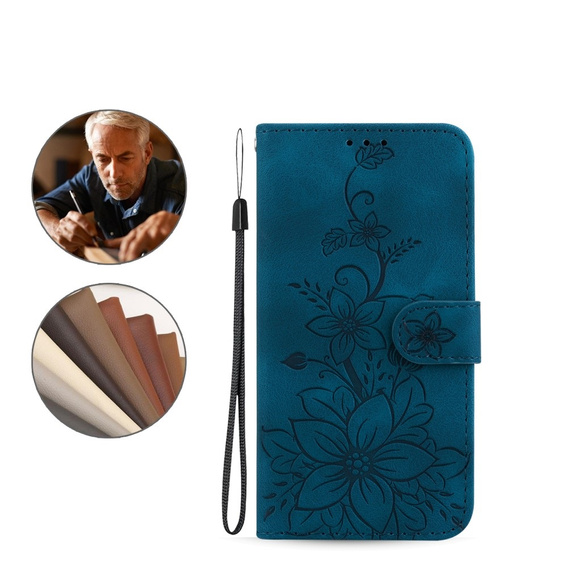 Klopové pouzdro pro Oppo A60, Lily Flower, námořnicky modré