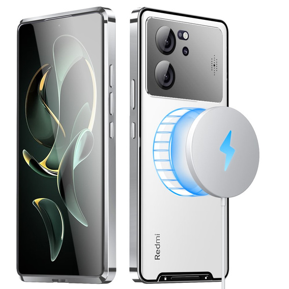 Ochranné pouzdro na fotoaparát pro Xiaomi 13T / 13T Pro, CamShield MagSafe, průhledná / stříbrná