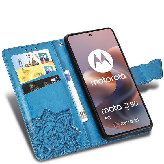 Klopové pouzdro pro Motorola Moto G86 Power 5G, Butterfly, modré