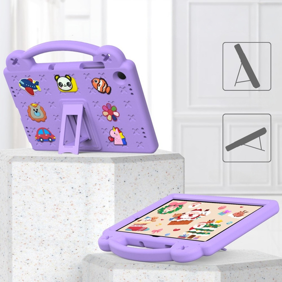 Dětské pouzdro pro Samsung Galaxy Tab A9+, Cute Patterns, se stojánkem, fialové
