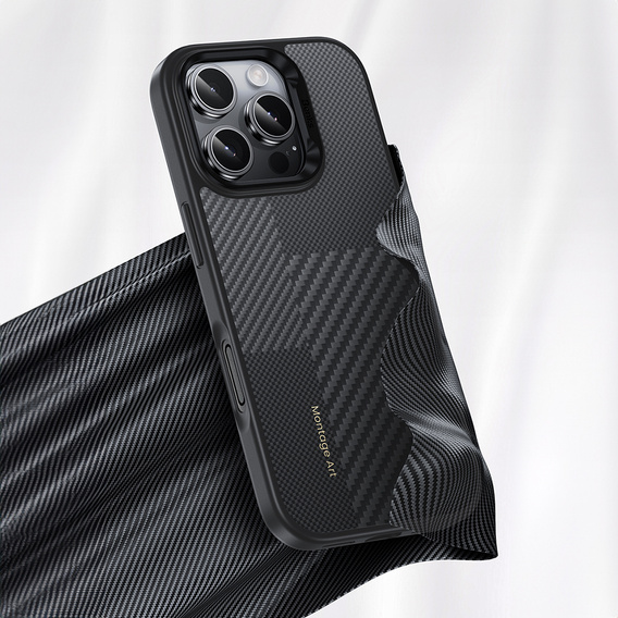 Pouzdro BENKS Kevlar pro iPhone 16 Pro, pro MagSafe, Carbon Fiber, černé