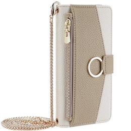 Flipové pouzdro Wallet Zipper Pocket pro Samsung Galaxy A54, Wallet Zipper Pocket, se zrcátkem, bílé