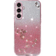 Pouzdro pro Samsung Galaxy A54, Glitter Flower, růžové rose gold