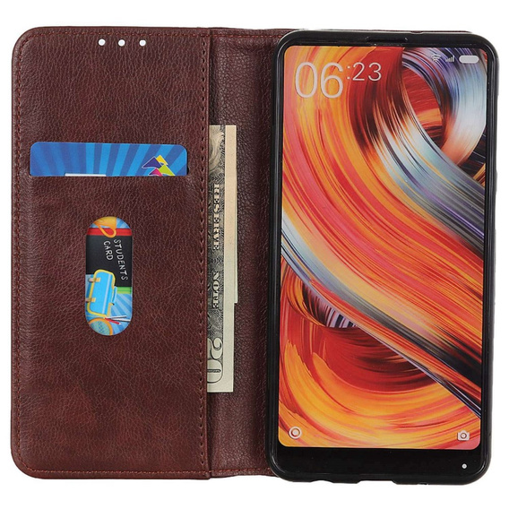 Pouzdro pro Samsung Galaxy A55 5G, Wallet Litchi Leather, hnědé