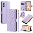 Pouzdro s klopou pro Samsung Galaxy S25 FE, Rhombus Crossbody Leather, fialové