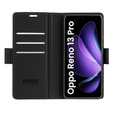 Pouzdro pro Oppo Reno 13 Pro, ERBORD Glossy Litchi, flipová peněženka, černé