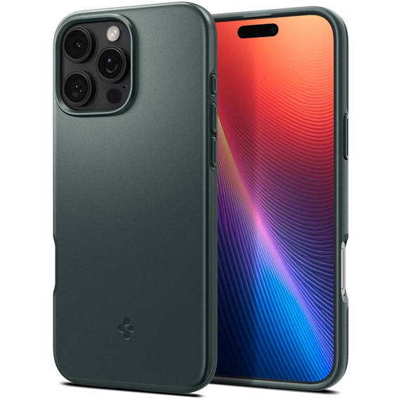 Pouzdro Spigen pro iPhone 16 Pro, Thin Fit Mag, zelené + 9H tvrzené sklo