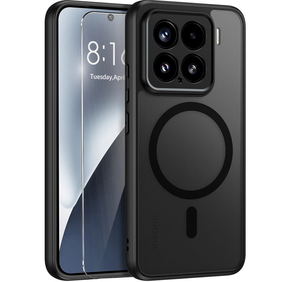 Pouzdro pro Xiaomi 15, pro MagSafe, ERBORD Matt Case, černý + sklo na displej