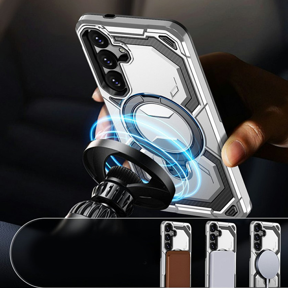 Magnetické pouzdro s podstavcem pro Samsung Galaxy A57 5G, stříbrné