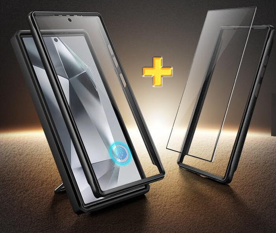 Pancéřové pouzdro pro Samsung Galaxy S24, řada TONGATE MECH s kroužkem, černé