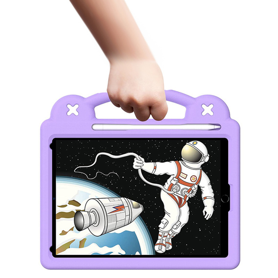 Dětské pouzdro pro iPad 10.2" 2021/2020/2019 (9/8/7 gen.) / Air 10.5" 2019 (3 gen.), Cute Patterns, se stojánkem, fialové