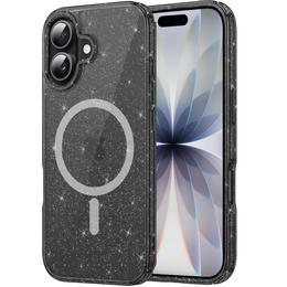 Pouzdro pro iPhone 17, pro MagSafe, třpytivé, průsvitné černé