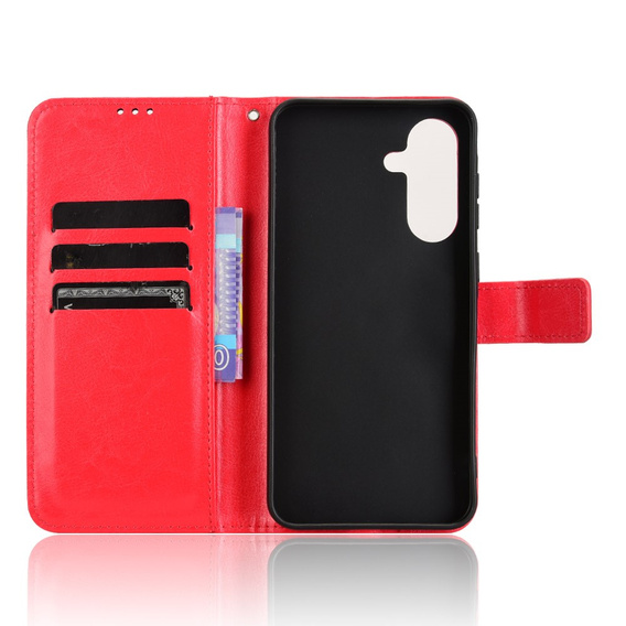 Klopové pouzdro pro Samsung Galaxy A36, Crazy Horse Wallet, červené