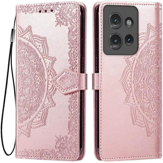 Klopové pouzdro pro Motorola Edge 50 Neo / Motorola ThinkPhone 25, Mandala, růžové rose gold