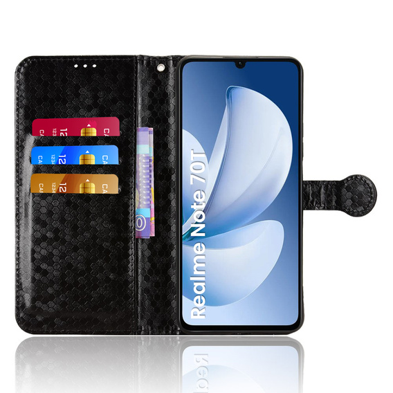 Flipové pouzdro pro Realme Note 70T 4G, Wallet Rhombus, černé