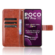 Klopové pouzdro pro Xiaomi Poco M7 Pro 5G, Crazy Horse Wallet, hnědé