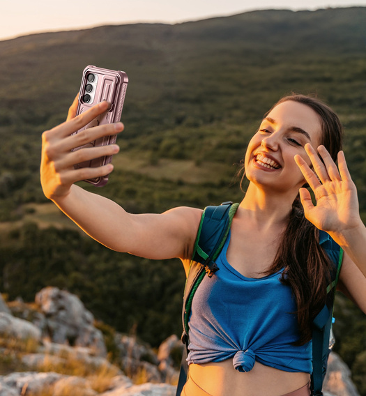 Pancéřové pouzdro pro Samsung Galaxy A16, Dexnor Full Body (Two Frames), růžové