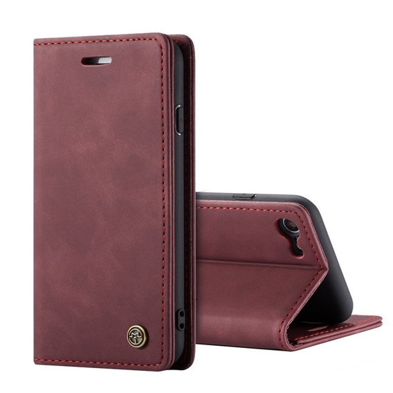 Pouzdro CASEME pro iPhone 7/8/SE 2020/SE 2022, Leather Wallet Case, kaštanové