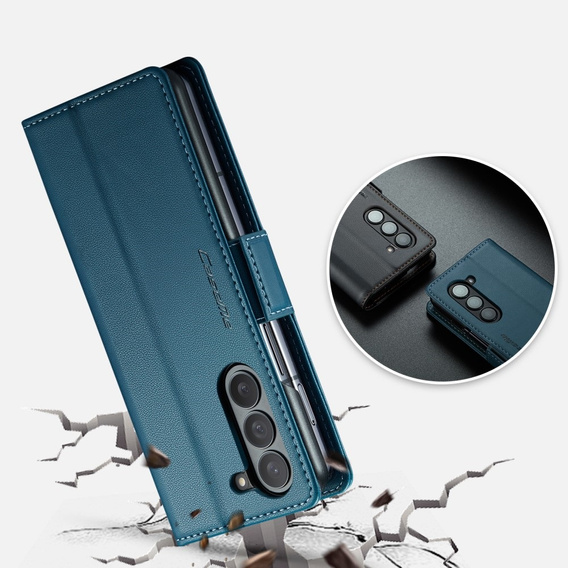 Flipové pouzdro CASEME pro Samsung Galaxy Z Fold6 5G, Litchi Wallet, modré
