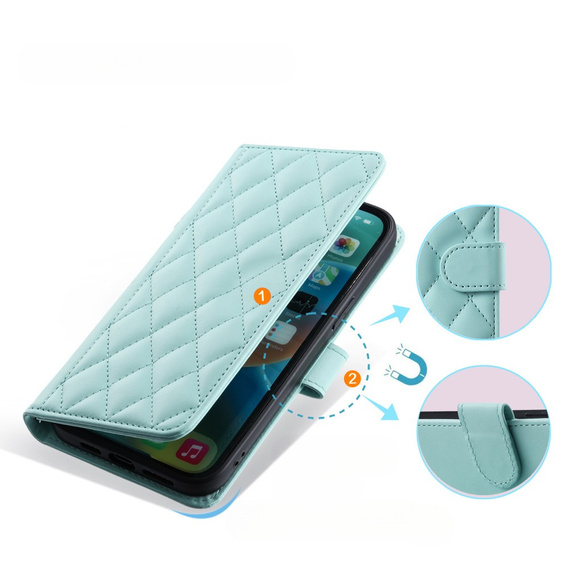 Pouzdro s klopou pro Samsung Galaxy S20 FE, Rhombus Crossbody Leather, zelené