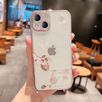 Pouzdro pro iPhone 15 Plus, Glitter Flower, růžové rose gold