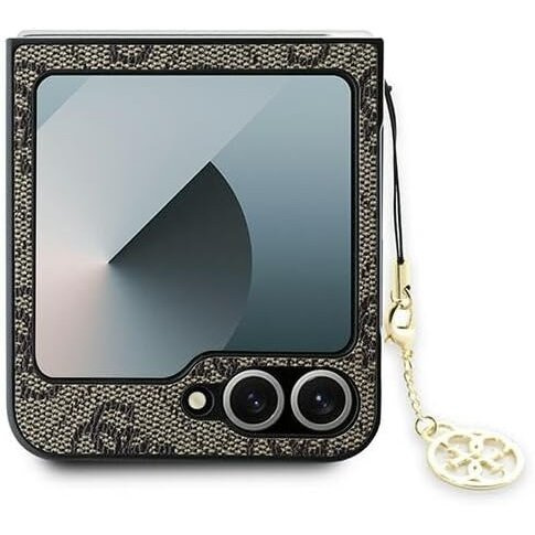 Pouzdro GUESS pro Samsung Galaxy Z Flip7 FE / Z Flip6, 4G Charms Collection Hardcase, hnědé