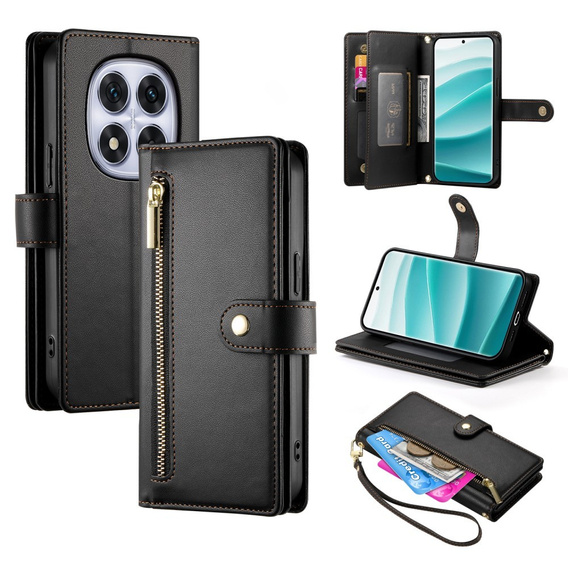 Klopové pouzdro pro Xiaomi Redmi Note 14 Pro 5G / Poco X7 5G, Wallet Zipper Pocket, černé