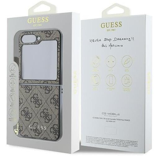 Pouzdro GUESS pro Samsung Galaxy Z Flip7 FE / Z Flip6, 4G Charms Collection Hardcase, hnědé