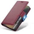 Pouzdro pro Samsung Galaxy S25 Edge, ERBORD Glossy Litchi, flipová peněženka, červené