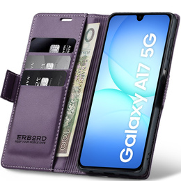 Pouzdro pro Samsung Galaxy A17 5G, ERBORD Glossy Litchi, flipová peněženka, fialové